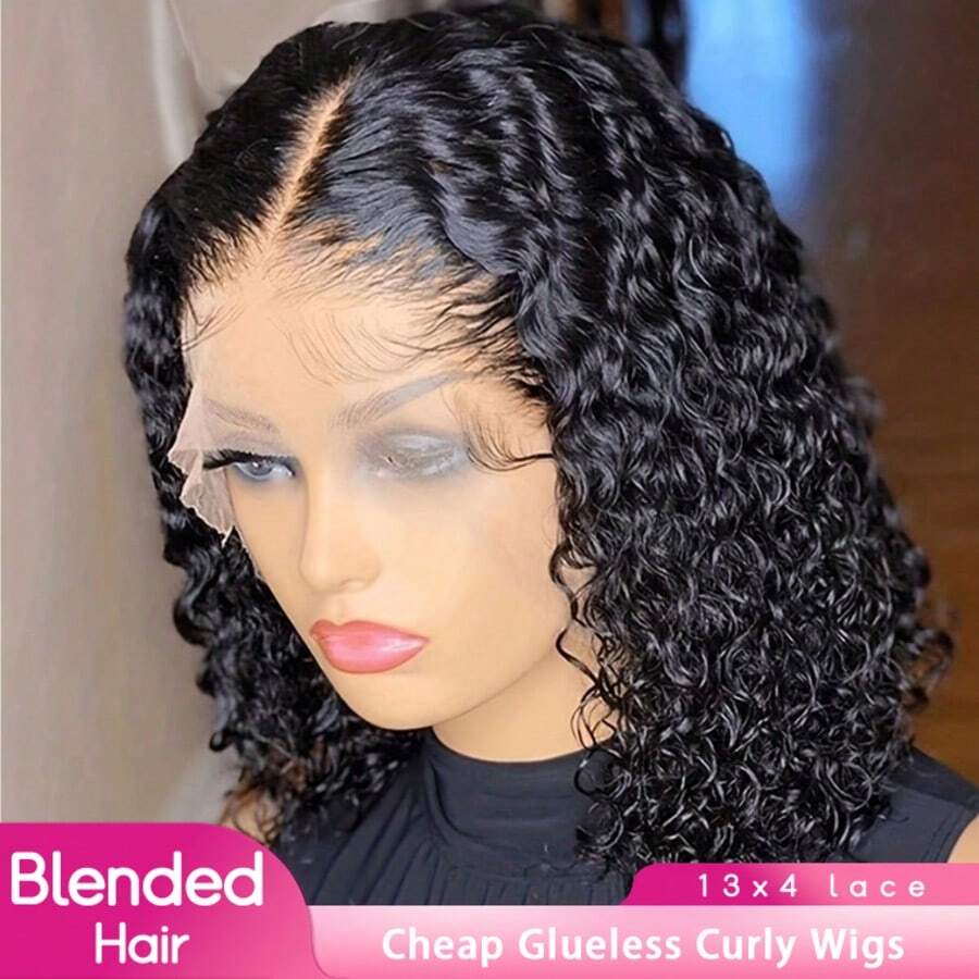 PQL HAIR 酒红色 99J 200% 巴西 Remy 真人发混纺假发，深波浪 13x4 蕾丝前假发，女士款，预先拔毛，带婴儿发，长卷混纺假发，透明蕾丝前假发，混纺发，自然黑色