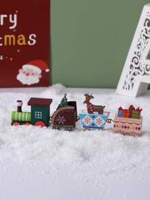 Joivida 1 件木制创意圣诞彩绘小火车圣诞夜节日装饰品，圣诞节