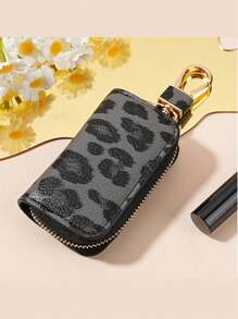 Leopard Print Car Key Chain - Iron Zipper Wallet With Adjustable Shoulder Strap, Large Capacity Multi-Function Key Holder, Unisex, Fashionable And Practical, Can Be Used As Women's Coin Purse, Mini Wallet, Wallet, Autumn Wallet, Key Chain - Multicolor - View 11