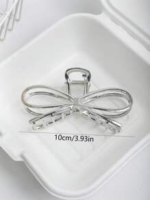 1 件优雅银色蝴蝶爪夹，适用于发髻发型、工作和日常佩戴发夹发夹发夹发夹发夹发爪夹，休闲秋冬发饰女士蝴蝶结度假装女士 - 銀色 - 查看 2