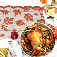 Fall Table Runners With Maple Leaves,Halloween Thanksgiving Table Runner Decorations Lace Orange Table Runners Fall Home Decor Autumn Table Decor For Harvest Kitchen Dinner Party Gatherings - Orange - View 6