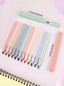 6/12 surligneurs carrés emballés, surligneurs magnifiques taillés, marqueurs clés de protection oculaire à tête inclinée, stylos comptables faits main, stylos, articles de papeterie, fournitures scolaires