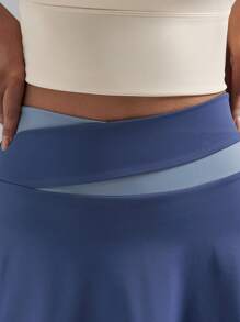 Soyun 女士运动纯色二合一轻便短裙，适合户外活动、旅行和健身房 - 藍色 - 查看 5