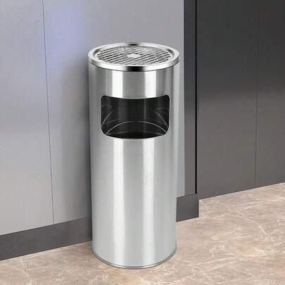 Cenicero de pie y cubo de basura 2 en 1, con cenicero de basura y cubo interior extraíble, 30 L