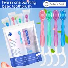 Cepillo de dientes y hilo dental 5 en 1, 26 mini cepillos de dientes con pasta de dientes, cuidado oral completo para llevar, cepillo mini 5 en 1, pasta de dientes e hilo dental, set de cepillos de dientes desechables para viaje - Multicolor - Ver 10