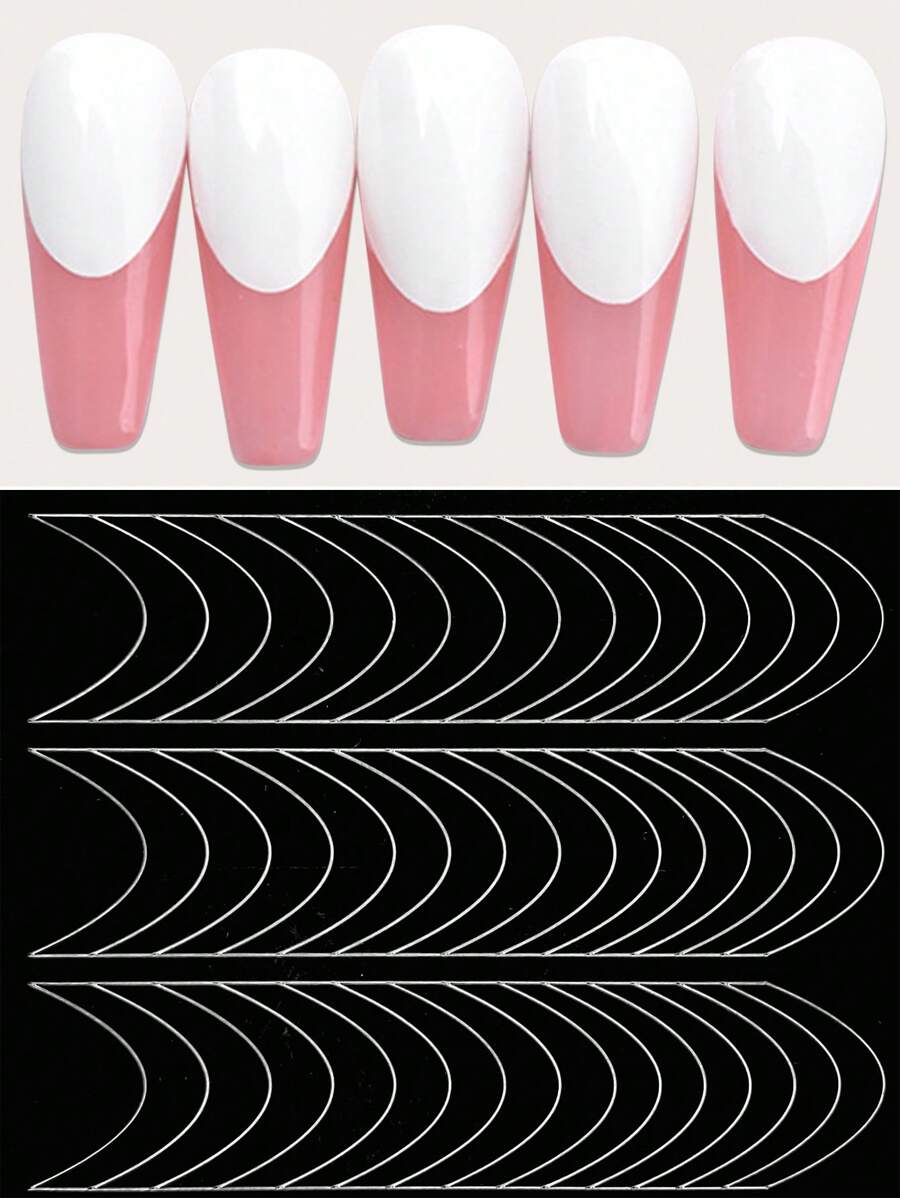 1pc Geometric Pattern French Tip Nail Stickers French Nail Art Airbrush Templates Funny Printing Decal 3D Self-Adhesive Hand Painted French Manicure Decals For Acrylic Nails Decoration,Nail Supplies,Nail Tools,Nail Art Tools,Back To School,Nails,Nail Tools For Press On Nails,Manicure Pedicure Tools