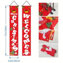 1pc New Christmas Decor Couplet, Holiday Party Decoration Door Curtain Party Hanging Flag, Merry Christmas Couplet, New Christmas Decoration, Garden Decor/Office Decor/Home Decor