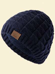 JZML 1顶字母装饰保暖针织帽，带保暖内衬 - Fashion Beanie - 查看 16