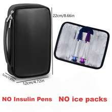 Túi đựng insulin cho người tiểu đường - Hộp đựng hai lớp bằng da PU đựng bút insulin, lọ thuốc, túi chườm đá, bộ dụng cụ xét nghiệm, túi đựng đồ y tế du lịch có tay cầm - Nhiều màu - Xem 13