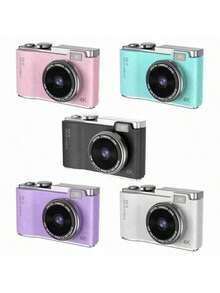 40MP Auto Focus 4K Camera With Face Detection, 2.4" Flip Screen, 16X Optical Zoom, Rechargeable Battery, Compact Pocket-Sized Digital Camcorder - LK-003 White - View 3