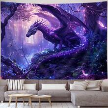 Tapestry For Living Room Bohemian Tapestry MERCHR Purple Dragon Tapestry Medieval Fantasy Animal Cool Tapestry Wall Hanging For Bedroom Aesthetic  Magic Forest Tree Tapestries For Living Room Dorm Decor 60x40 Inch Wall Hanging Tapestry For Dorm Rooms - 紫色 - 查看 6