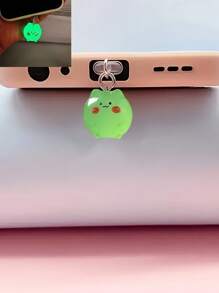 1pc Glow-In-The-Dark Resin Smiling Cat Pendant Phone Dust Plug Charm, Phone Decoration