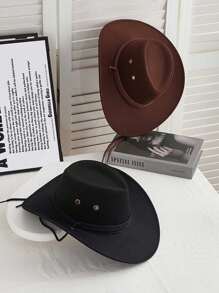 1顶棕黑色牛仔帽，百搭款式，适合万圣节、情人节、圣诞节，男女皆宜，圣诞礼物