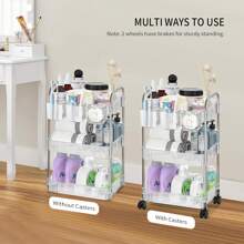 4 Tier Rolling Cart , Acrylic Storage CartsUtility Carts Storage Organizer Serving Cart For Office, Living...