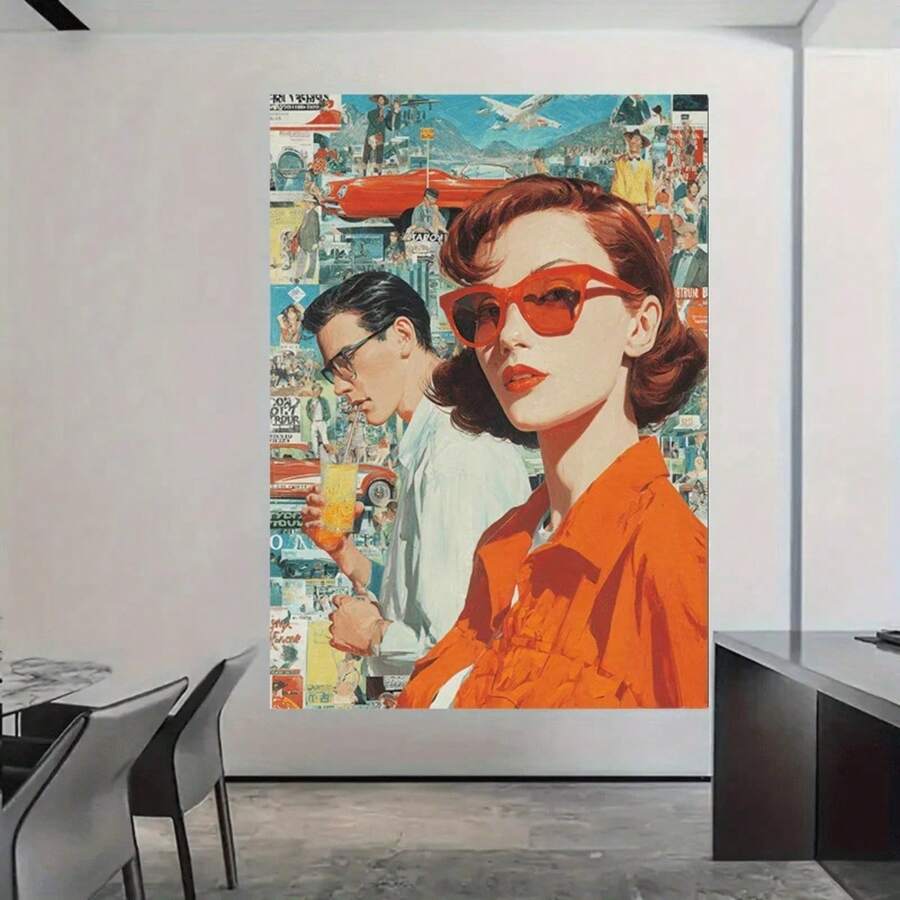 1pc Vintage Charming Woman Art Print Canvas Painting Wall Arts Posters Waterproof Vertical Wall Decoration No Frame - Camel - View 1