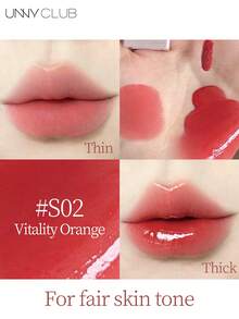 unny club Moisturizing Lip Gloss, Lip Care Essence, Hydrating Formula, Glass Lip Gloss, Diamond Plumping Lip Gloss, Long-Lasting Liquid Lipstick, Lightweight Liquid Lipstick - #S02 Vitality Orange - View 2