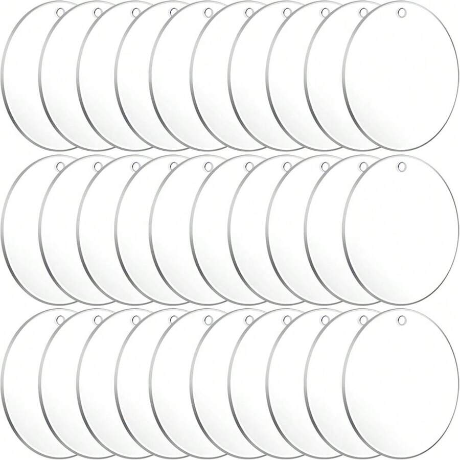 100 件透明钥匙扣透明圆盘亚克力空白钥匙扣散装用于钥匙扣吊坠 DIY 珠宝制作圣诞礼物创意