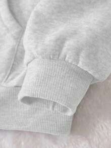 Plus Size Elegant Knit Casual Everyday Wear Hoodie Sweatshirt, Plus Size Loose Fit Printed Long Sleeve Hooded Pullover, Suitable For Party, Gathering, Travel, Holiday Gift, Back To School, Christmas