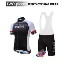 INEOS Team Design Herren Profi Radsport Trikot und Shorts Set - Hochdichte Schaumstoff Polsterung, ärmelloses Top kombiniert mit Utility Kurzarmshirt, Sommer Sportbekleidung, Polyester Faser Radsport Utility Top - Verschiedenfarbig - Übersicht 2