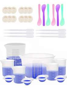 Silicone Resin Measuring Cup Tool Set, Non-Stick Silicone Cups (Suitable For Epoxy Resin), Reusable 250ml And 100ml Silicone Mixing Cups With Stirring Stick, Dropper, Epoxy Resin Supplies, Molds, Jewelry Making Tools - Resin Tools - View 18