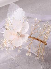 1 pieza Elegante corsage de muñeca con flor blanca, decoración de muñeca para dama de honor en boda