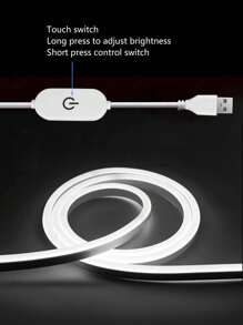 1m/2m/3m/4m/5m LED Touch Flexible Neon Light Strip, USB Dimmable Decorative Lighting Strip, Suitable For Bedroom, Living Room, Vanity Mirror, Bathroom, Patio, Party, Home, Bar, Outdoor DIY Decoration