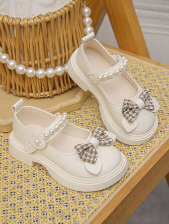 נעלי עור אופנתיות וחמודות לבנות, קישוטי פפיון באביב/סתיו, נעליים שטוחות ונוחות לילדים לבית הספר, נעליים יומיומיות לתינוקות, נעליים לכל העונה, מומלץ לחזרה לבית הספר