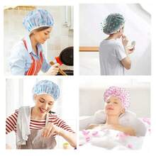 Transparent Waterproof Reusable Shower Cap With Printed Polka Dots - Nhiều màu - Xem 2