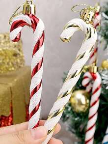 6 đồ trang trí kẹo que Giáng sinh - Mặt dây chuyền trang trí cây thông Noel lễ hội, đồ thủ công kẹo que, phụ kiện vòng hoa tự làm và đồ dùng cho bữa tiệc ngày lễ, Giáng sinh - Nhiều màu - Xem 6