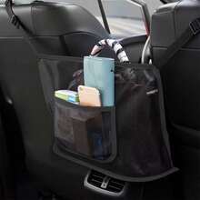 1 Peça Bolsa de Rede de Armazenamento de Assento de Carro de Grande Capacidade, Bolsa Suspensa Multiuso para Assento, Organizador Portátil Adequado para a Maioria dos Carros/SUVs e Outros Veículos - A - Visão 4