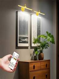 1pc Modern LED Wall Lamp With Remote - Dimmable Art Light , 3 Color Temperatures, Timer, USB Cable Included, Metal Finish, Semi-Flush Mount For Gallery Display, LED Lights For Bedroom, Lighting For Ceilin(1800mAh)