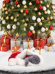 1pc 30/35inch Christmas Tree Plush Skirt Soft Classic Fluffy Fluffy Xmas Tree Skirts For Christmas Thanksgiving Holiday Decoration New Year Party, Holiday, Romantic Market Indoor Outdoor Home Decor Christmas Decorations Winter Room Decor Christmas Decorations Home Christmas Gifts Christmas Decor