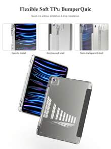 1个Y型折叠亚克力透明保护壳，兼容iPad 5/6/7/8/9/10代/11（A16 2025）/Air4 10.9英寸/Air5 10.9英寸/Air6/Air7/Air11（M2/M3）/Air13/Pro 11英寸/Pro 12.9英寸/iPad Mini 6/7代，智能支架/自动唤醒，黑色 - 黑色 - 查看 7