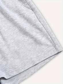 青少年男孩黑色裤子百搭十字乌鸦心印花大男孩松紧腰短裤