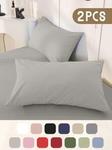 2 件枕套，多种尺寸枕套，信封封口，柔软枕套，抗皱、防褪色、防污，适用于卧室、沙发、客厅、家居装饰，不含枕芯，秋季装饰，房间装饰，返校，学校用品，白色、粉色、黑色、海军蓝、米色、灰色、绿色、蓝色、绿色 - 彩色 - 查看 54