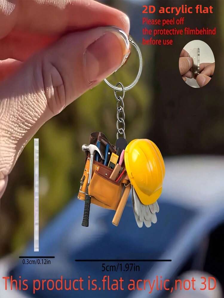 2D Flat Hammer, Wrench & Other Tool Design Acrylic Key Decorations, Suitable For Father's Day , Car Rearview Mirror Decor, Car Interior Accessories, Backpacks, Keychains, Home Decor, Kitchen, Bags And Keychains, Creative And Perfect Festival , Cartoon, Nature, Party, Street, Acrylic, Cartoon Keychain, All Season Car Accessories Bag Charm School Cute Goth Y2k Christmas Gift Ideas Bag Accessories Lanyards With Id Holder Car Accessories Bag Charms - Multicolor - View 3