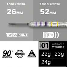 Darts Luke Littler Loadout Steel Tip Swiss Point Darts, 90% Tungsten Dart, 22G/23G/24G | Steel Tip Dart Set, Player Edition Swiss Points Dart Sets With Tool, Pro Grip Shafts & No.2 Flights