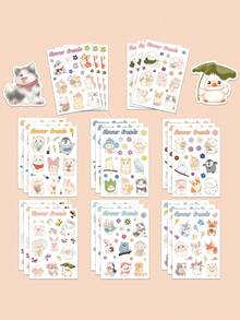 8pcs Graffiti Animal Floral Stickers One Time Use Self Adhesive Cute Art Design Pattern Suitable For Scrapbooking Fridge Organiser Table Bookshelf Luggage Guitar Decoration Decals Not Repeat Perfect For Party Supplies