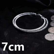 1 Pair Oversized Rhinestone Hoop Earrings, Dramatic European & American Style Earrings For Street Dance, Hip Hop, Bridal, Multiple Sizes