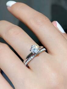 Pair Of 3mm Beveled Wedding Rings, 18k Gold Plated, 925 Silver Solitaire - Plateado - Ver 1