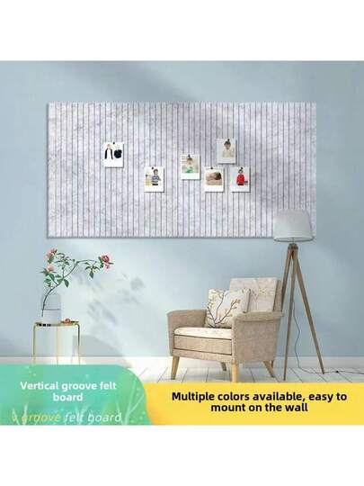 1pc 40*60cm Vertical Grooved Felt Board, Nordic Creative Message Photo Background Wand Work Display Wallpaper Paper Stickers Room Kitchen Bedroom Living view 3