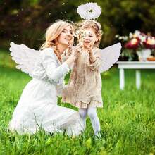 Angel Costume Wings And Halo White Angel Adult Wings For S Woman's Girls Halloween Christmas