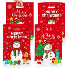 10 Pcs Merry Christmas Goodie Bags - Cute Snowman Plastic Treat Candy Goody Cookie Snack Favor Tote Bags For Winter Xmas Holiday Party Favors Supplies Christmas Christmas Decorations Christmas Pajamas Christmas Gifts Christmas Decor