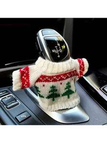 1pc - Christmas Atmosphere Car Shift Knob Cover, Universal Car Shift Dust Cover, Fashionable Mini Knitted Sweater For Car Shift Lever And Shift Knob, Christmas Holiday Decoration,Christmas Gifts