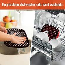 1 pieza Almohadilla reutilizable para freidora de aire, Forro de silicona antiadherente para freidora de aire, Herramienta de cocina fácil de limpiar, Herramienta de cocina para reuniones familiares de Acción de Gracias y Navidad - Multicolor - Ver 5