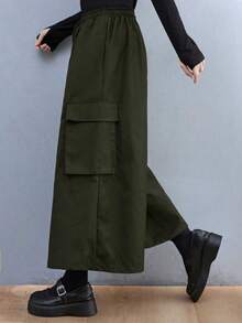 Plus Size Women's Fashionable Loose Cargo Wide Leg Pants