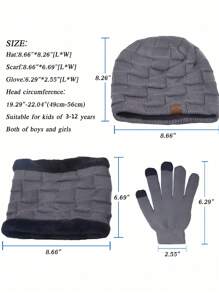 4 件套儿童冬季帽子和围巾套装，适合 3-12 岁儿童的温暖针织帽和围巾，黑色 - 彩色 - 查看 9