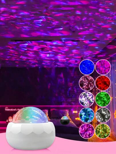 1pc Water Pattern Starry Sky Projection Rainbow Atmosphere Night Light, 16 Color Modes Romantic Dance Light, Create Your Own Stage, Bedroom, Party, Party, Birthday, Holiday Gift With Colorful Water Patterns, Dreamy Beauty, Suitable For All Scenes