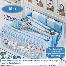 1 Stück Mäppchen mit transparenter Vorderseiten-Tasche, großes Fassungsvermögen, Tasche/Box für Schüler Jungen Mädchen Schulbedarf, Schulanfang, Schulmaterial, Federmäppchen, Schultasche - Verschiedenfarbig - Übersicht 19