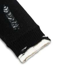 ANDREILEE 秋冬男士美式街头风 NEWYORK 二合一拼接做旧圆领长袖套头毛衣，休闲宽松针织上衣 - 黑色 - 查看 7